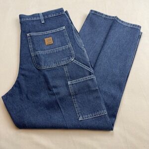 Carhartt B13 DST Mens Dark Wash Denim Carpenter Jeans 36x28 Relaxed Fit